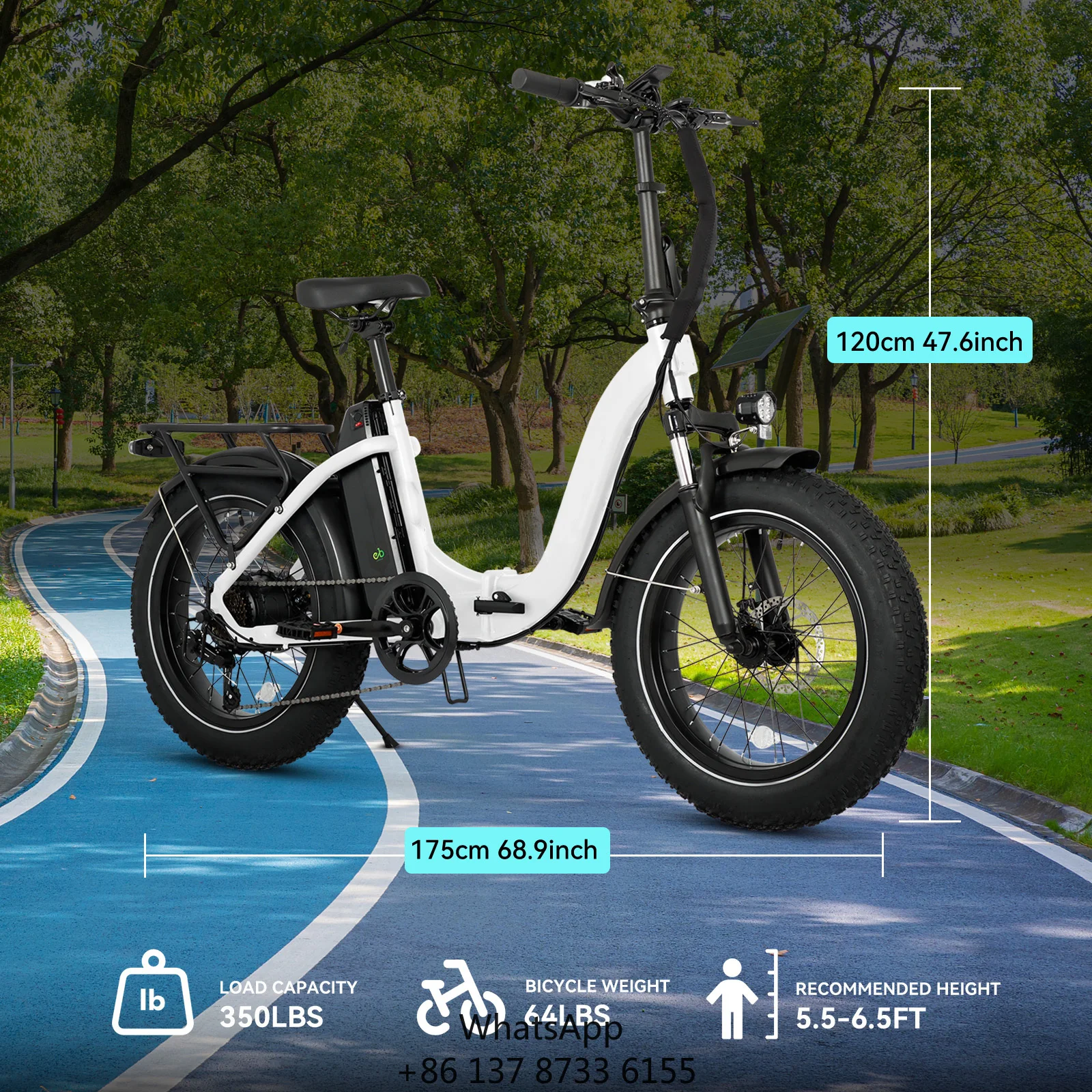 

Мощный складной электровелосипед Warehouse с 20-дюймовыми толстыми шинами, 48В 624Вт, для взрослых