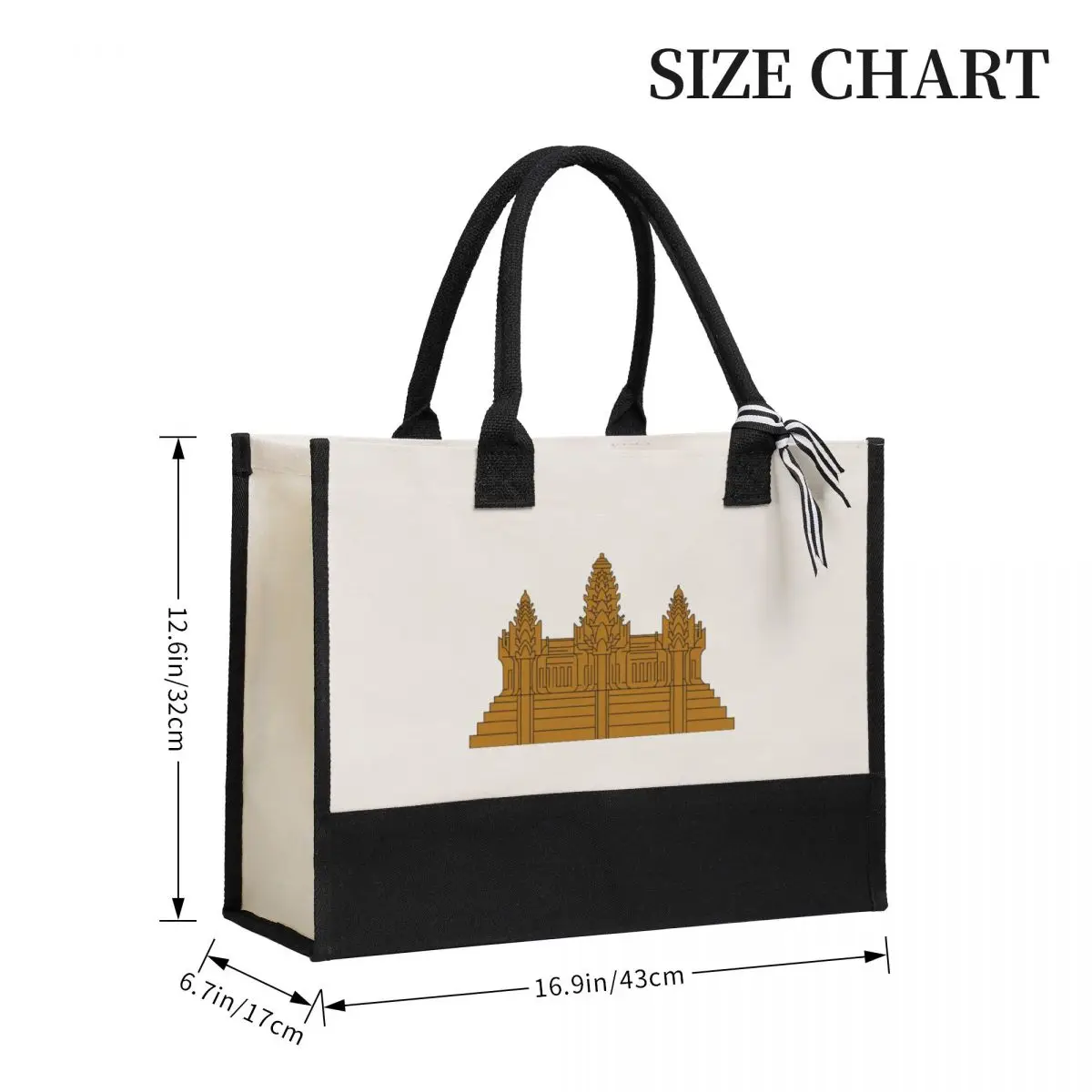 Graphic Angkor Wat Khmer bolsa de lona con bandera camboyana, bolsa de compras, decoración de boda, bolsa de viaje, mejor regalo de boda