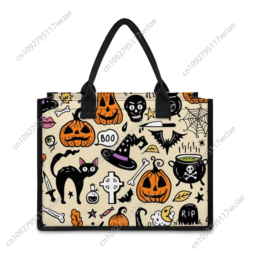 هالوين اليقطين مهرج حقيبة يد مخصصة للمرأة حقيبة قماش قنب شخصية حمل حقيبة كتف السفر حفلة الشاطئ هدية