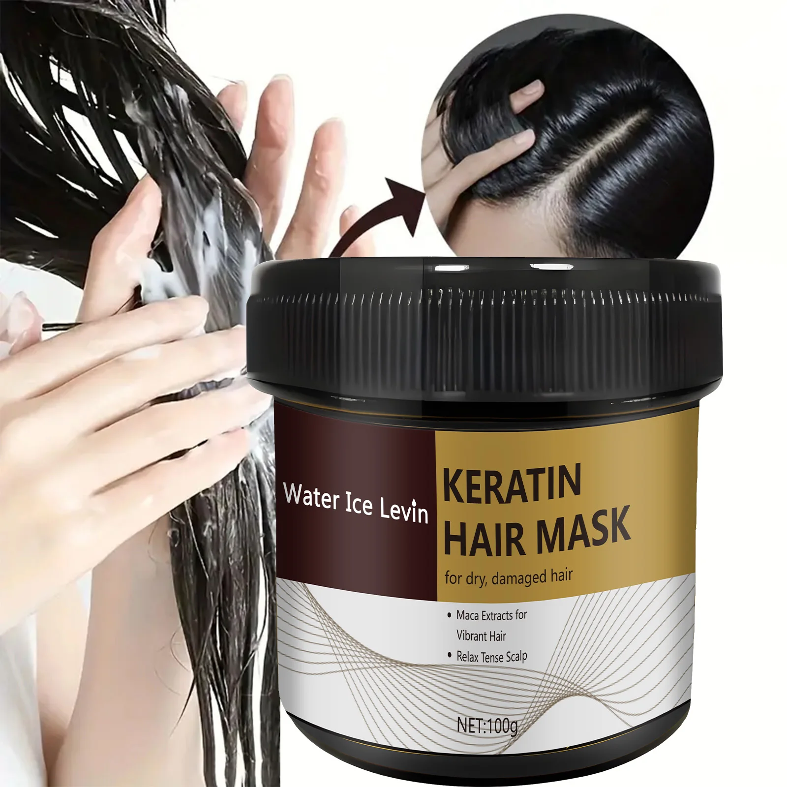 قناع الشعر بالكيراتين بخلاصة الماكا – مغذي وإصلاح للشعر الجاف والتالف وينعم وينشط فروة الرأس