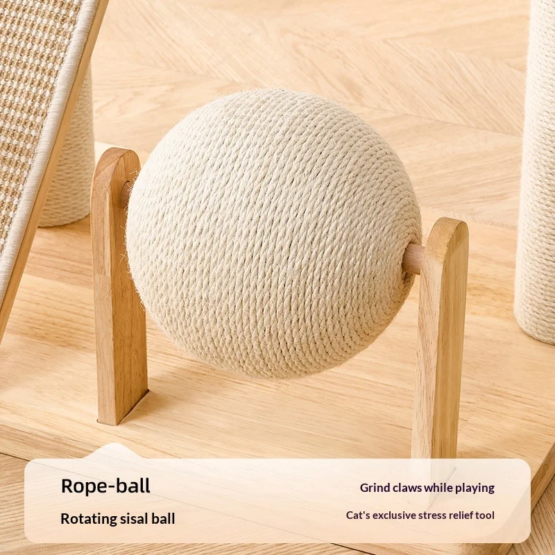 Árbol rascador de madera compacto para gatos con cama integrada - imagen 3