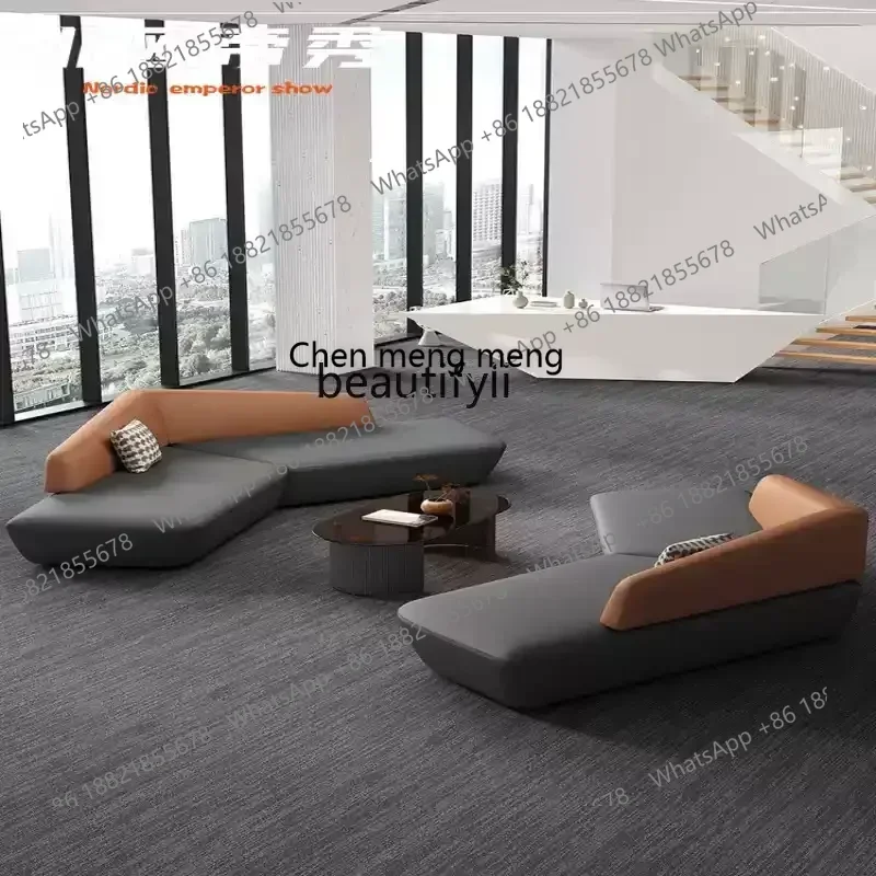 cc182R Sales office negotiates sofa hotel lobby, waiting for leather art sofa in the lounge area of the meeting bank