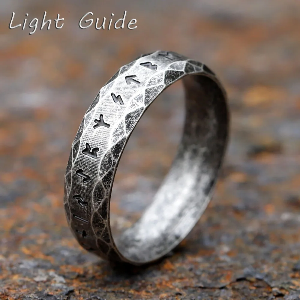 NEUE 6MM Edelstahl Ring Punk Stil Antike Retro Männlichen Schmuck Viking Ring Weiblichen Amulett Vintage Nordischen Rune Ringe für Frauen