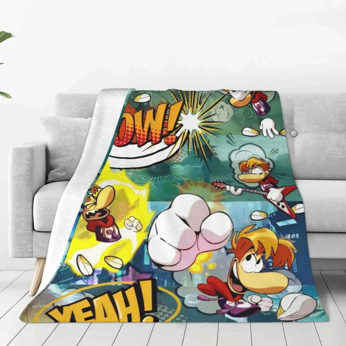 Rayman Advanture Game Cartoon Fleece Throw Blankets Funny Art Blanket for Bed Couch Ultra-Soft Bedding Rug Piece Multifunction