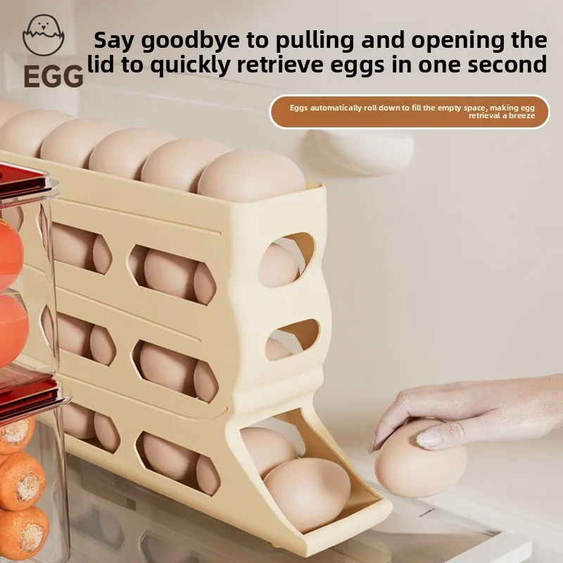 Egg Holder Large-capacity Egg Rack Egg Storage Box Kitchen Egg Rack Kitchen Gadgets Kitchen Items Automatic Egg Rolling Egg Box