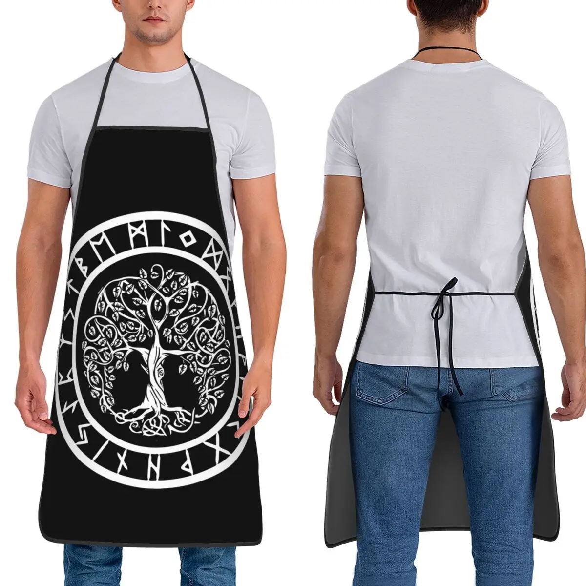 Nordic Viking Scandinavn Odin Symbol Apron Chef Cooking Tablier Sleeveless Bib Kitchen Cleaning Pinafore for Women Men Painting