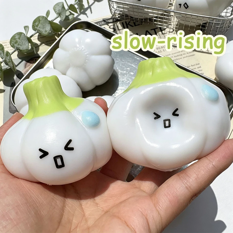 Handmade Crispy Garlic Squishy Stress Ball Building‑Block Pieces & Flour Filled Crunchy ASMR ADHD Fidget Squeeze Toy Novelty