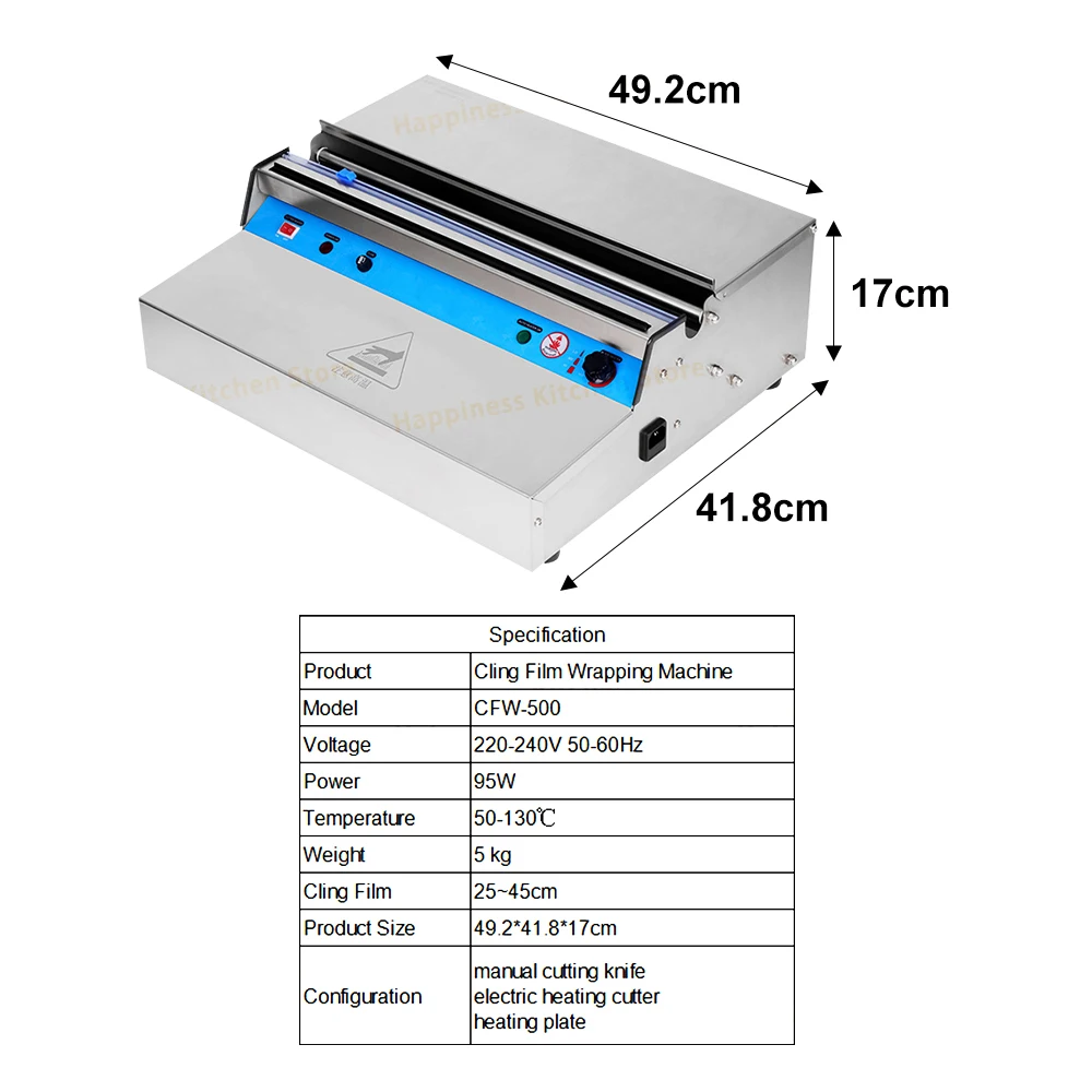 Commercial Cling Film Wrapping Machine, Electric and Manual Dual-use Meat Vegetable Fruit Wrapper, For 25-45CM Width Film