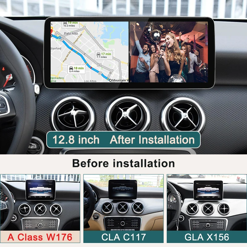 STWEI Qualcomm662 Android 15 Auto CarPlay 12.8inch For Mercedes Benz A Class W176 CLA C117 GLA X156 Car Multimedia Video Players