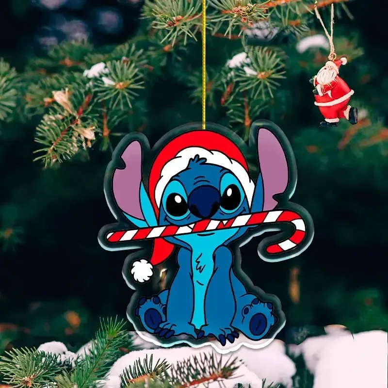 8cm Stitch Cute Acrylic Hanging Ornament  Key Chain Toy New Year Party DIY Christmas Tree Garden Decor Stitch Holiday Gifts