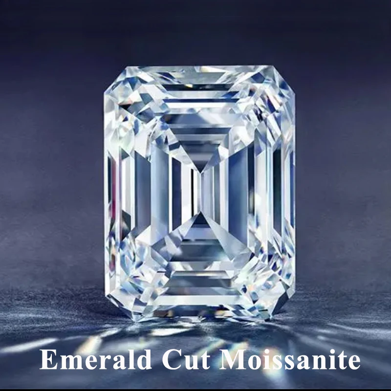 에메랄드 컷 모이사나이트 스톤, 0.2ct ~ 10ct D 컬러, VVS1 실험실 느슨한 보석, 보석 테스터 통과, 파인 쥬얼리