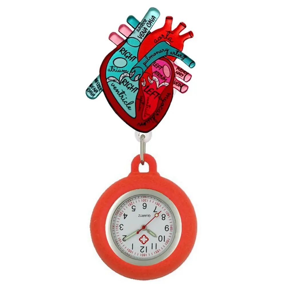 Clock Retractable Retractable Pocket Watch Clip-On Multi-functional Badge Reel Silicone Cartoon Glitter Nurse Watch Students