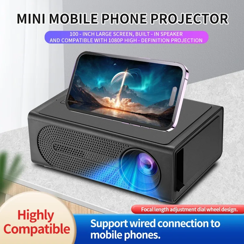 Мини-проектор M200S для дома, портативный, для детей, с проводным подключением к телефону, дублирование экрана, 16 стран, инструкция на 16 языках
