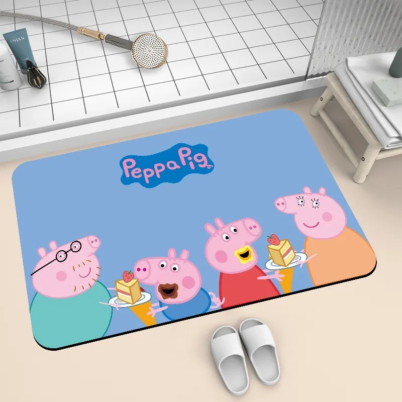 Alfombra de baño de Anime Peppa Pig, felpudo antideslizante para suelo de bañera, ducha, absorbente, para habitación