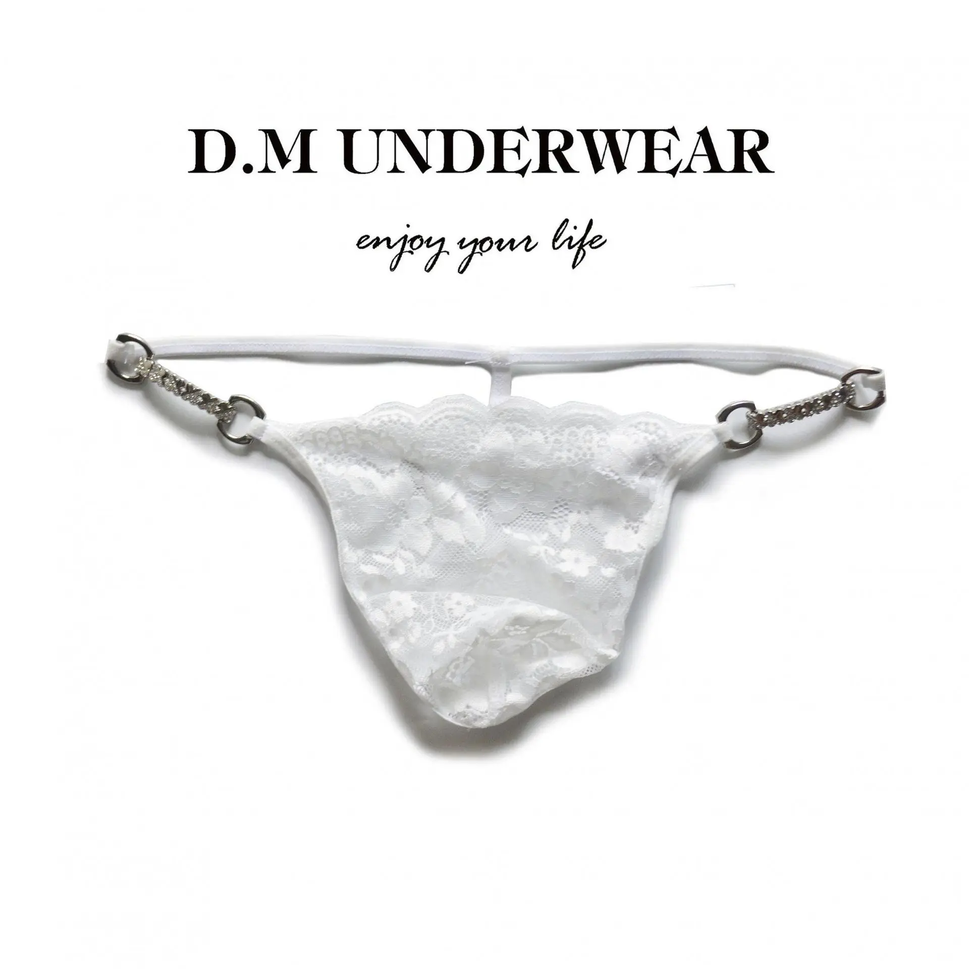 

Men's Thong Underwear Low Waist Sexy Lace Transparent T-back Gay Temptation G-Strings