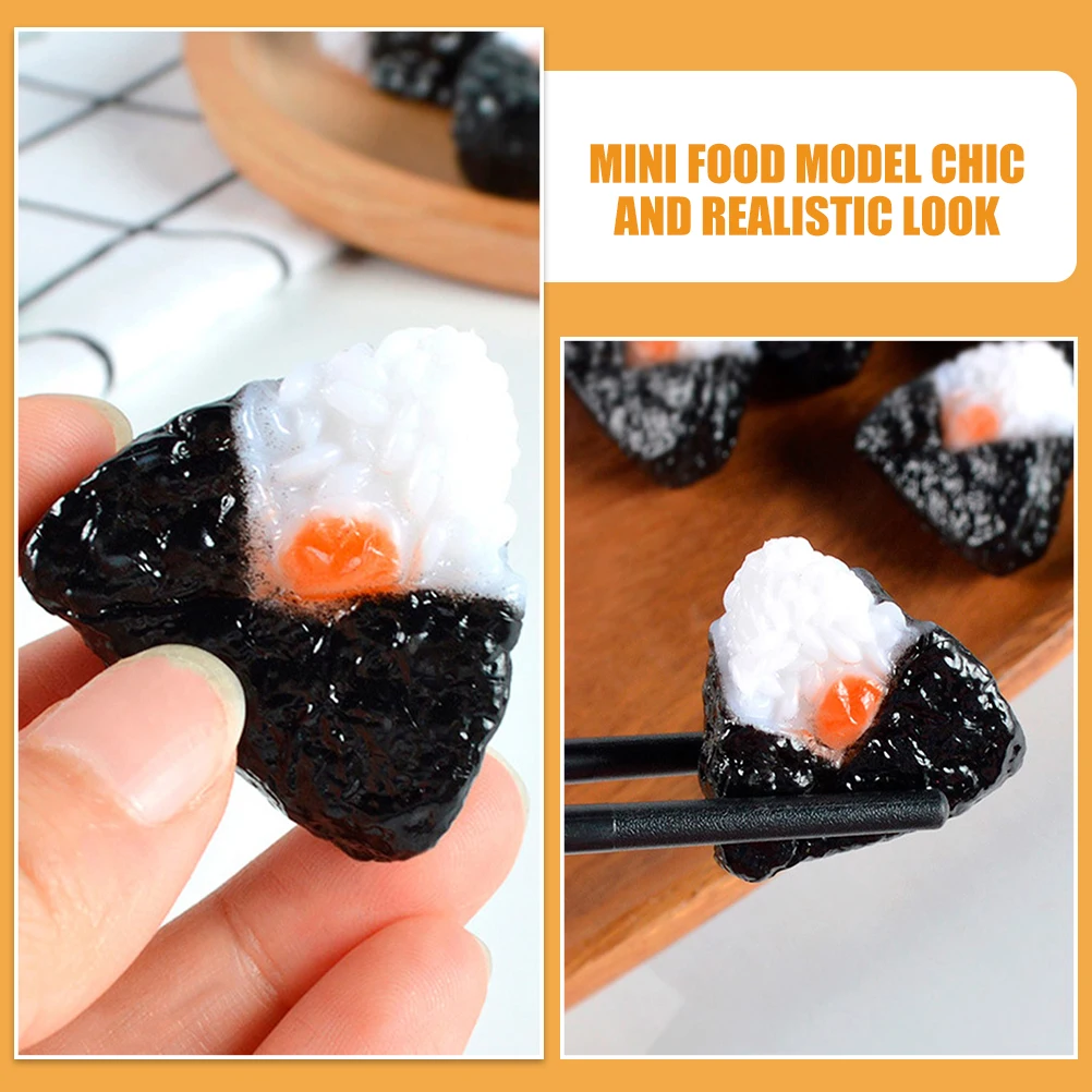 

4Pcs Mini Japanese Food Realistic Triangle Seaweed Rice Ball Models Dollhouse Snack Decor Miniature Display