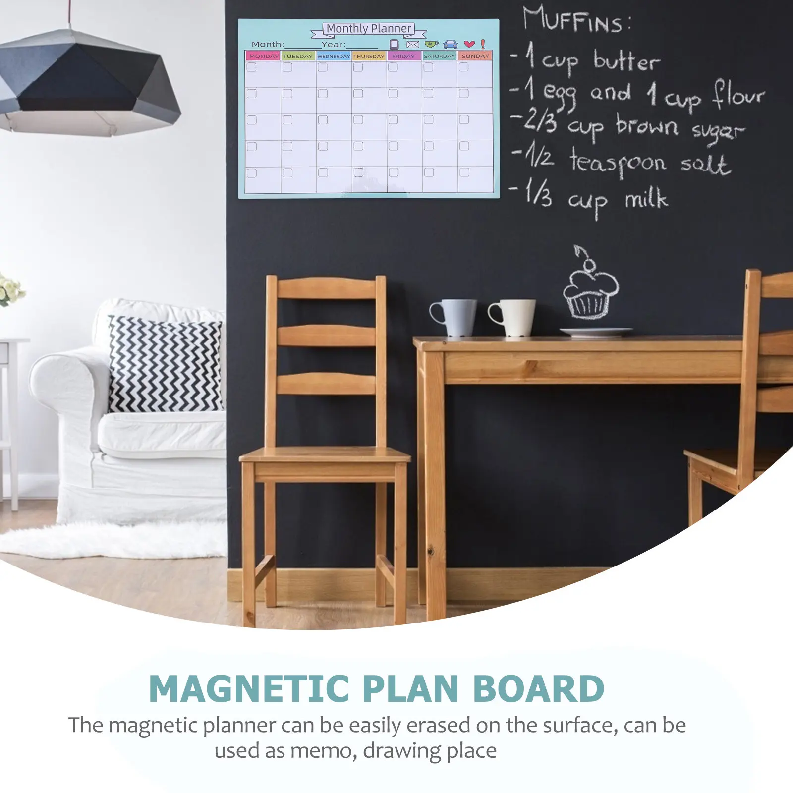 1Pcs Magnetic Monthly Planner Erasable Schedule Board with Strong Magnet Bottom Removable Reusable for Home Office Dorm Fridge