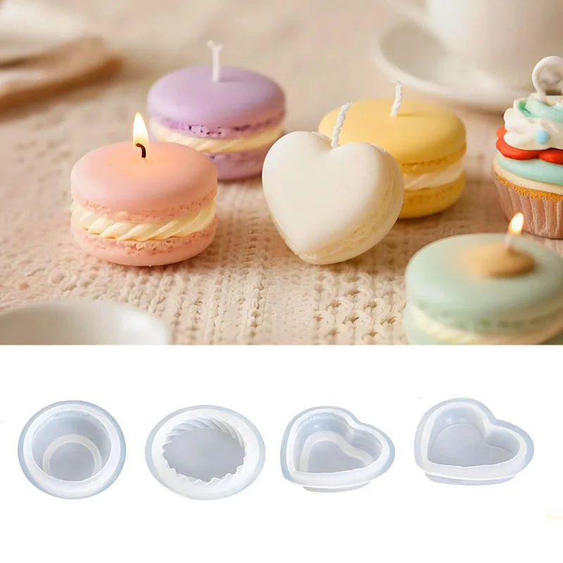 Molde de Silicona Redondo para Macarons, Galletas, Chocolate, Velas en Forma de Corazón, Decoración del Hogar, Moldes de Resina