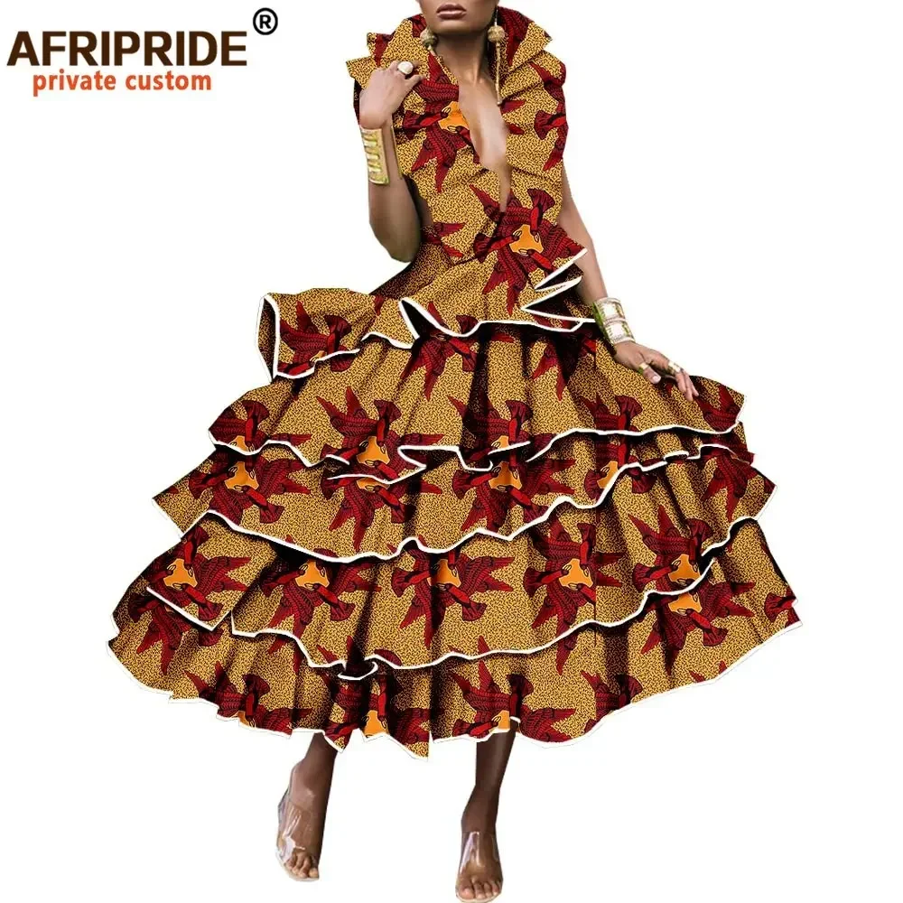 2024 African Print Dresses for Women Dinner Cocktail Party Holiday Wedding Evening Ankara Dresses Print AFRIPRIDE A1925038