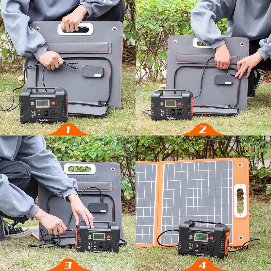 Imagem -03 - Flashfish 18v 60w Dobrável Painel Solar Carregador Solar Portátil com Saída dc Usb-c Qc3.0 para Telefones Comprimidos Acampamento Viagem rv ff