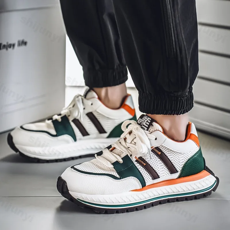 

Новинка весны 2024, мужская повседневная обувь, модная трендовая удобная спортивная обувь на толстой подошве, универсальные кроссовки на платформе с цветными блоками