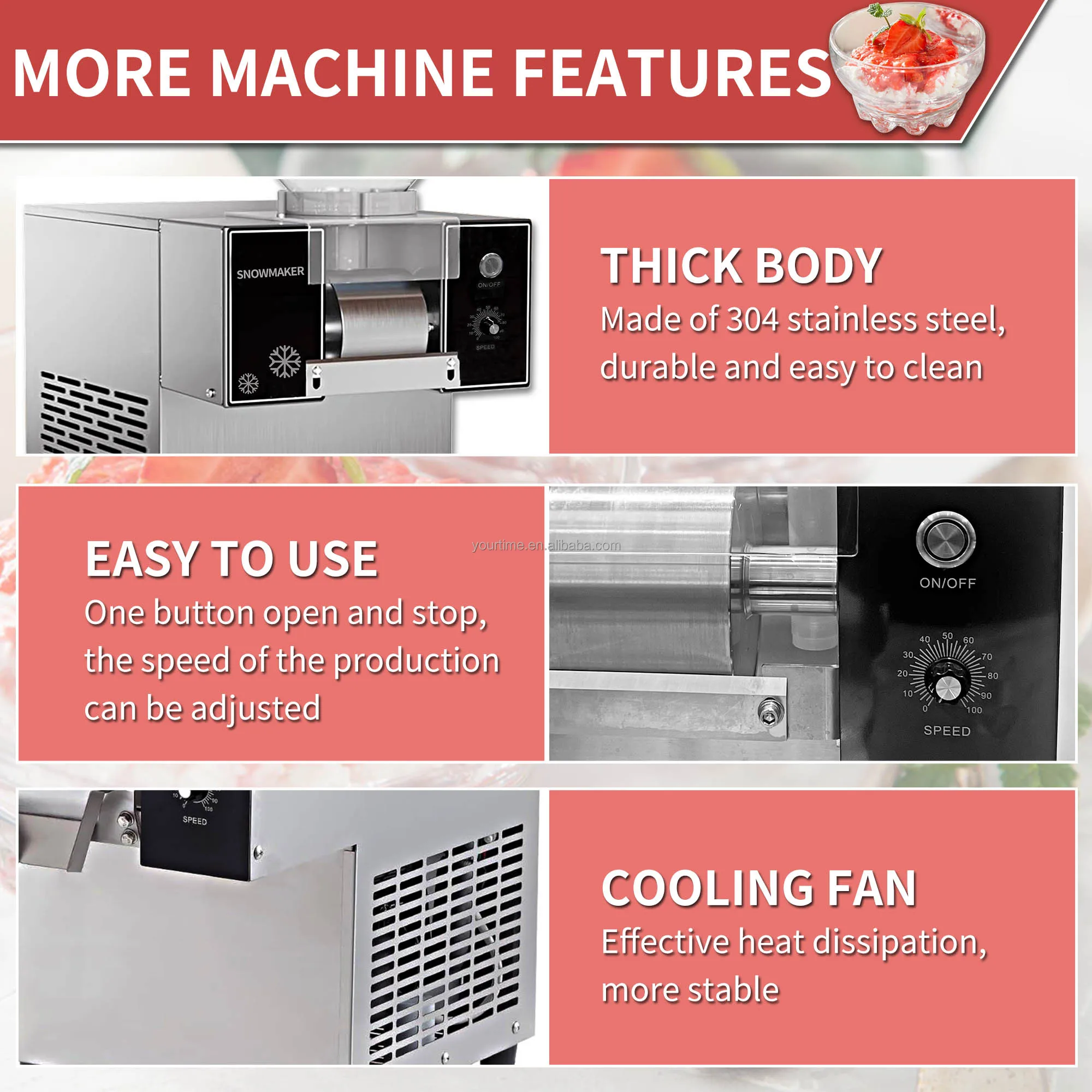 Crusher Maker Make Shaved Ice Shaver Bingsu MachineYourtime 170KG/DAY Commercial Korean Bingsoo Snow Snowflake Flake Cream