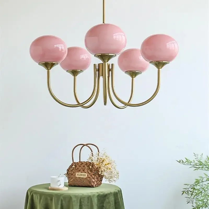 Nordic-Inspired Pink chandelier, warm and romantic children's bedroom, living room, dining room lights