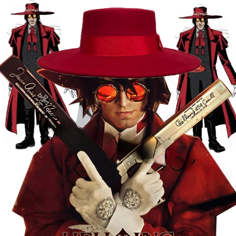 Vampire Hunter Anime HELLSING Alucard Cosplay Props Wooden Gun Toys Glasses Hats Wigs Halloween Costume Gloves Accessories Gifts