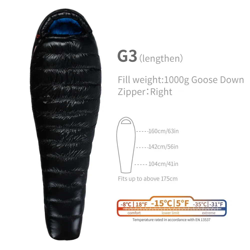 AEGISMAX G3 -15 Degree 800FP Goose Down Sleeping Bag Ultralight Outdoor Camping Hiking Sleeping Bag for Men & Women