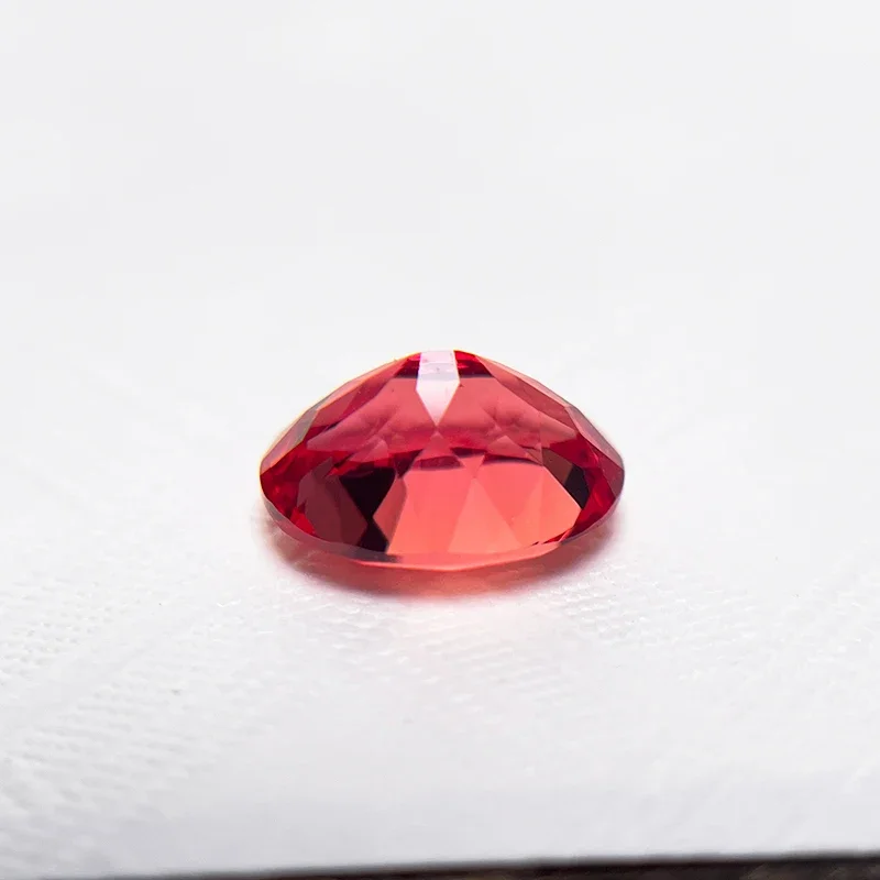 Laborgezüchteter Saphir, loser Stein, oval geschliffen, Sonnenuntergangsrot, Charms-Perlen für DIY-Schmuckherstellung, Material, wählbares Zertifikat – Detail 5