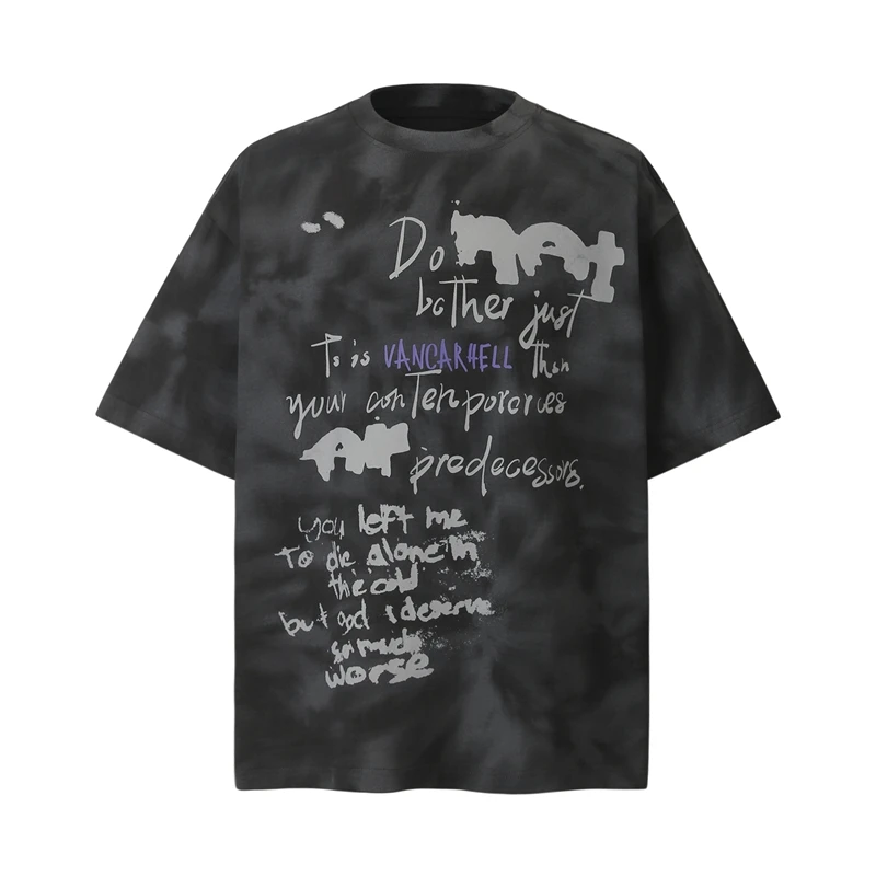 

Raeg Street Hip Hop Tie Dye Letter Print ort Sve T-irt ex Summer Faion Loose Couple Youth Casual round Ne Top
