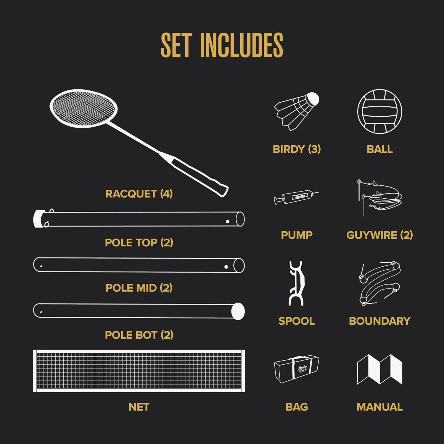 Portable Volleyball & Badminton Combo Set with 4 Racquets, Net, Ball, Pump & Carry Bag for Outdoor Games