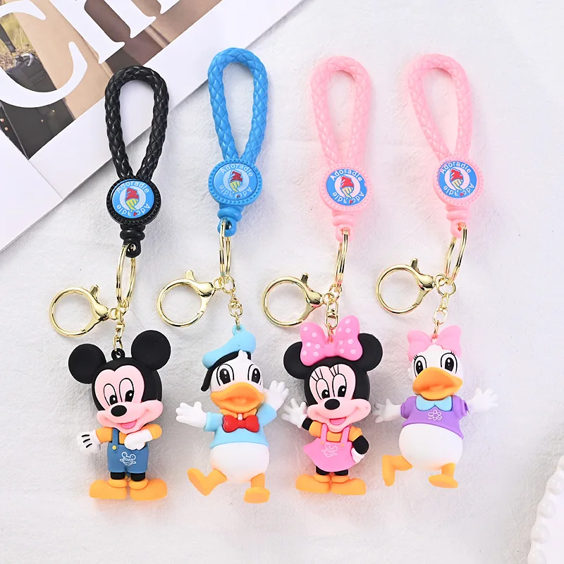 MINISO Disney Cartoon Keychain Mickey Minnie Donald Duck Goofy Silicone Pendant Key Holder Cute Jewelry Decoration Accessories