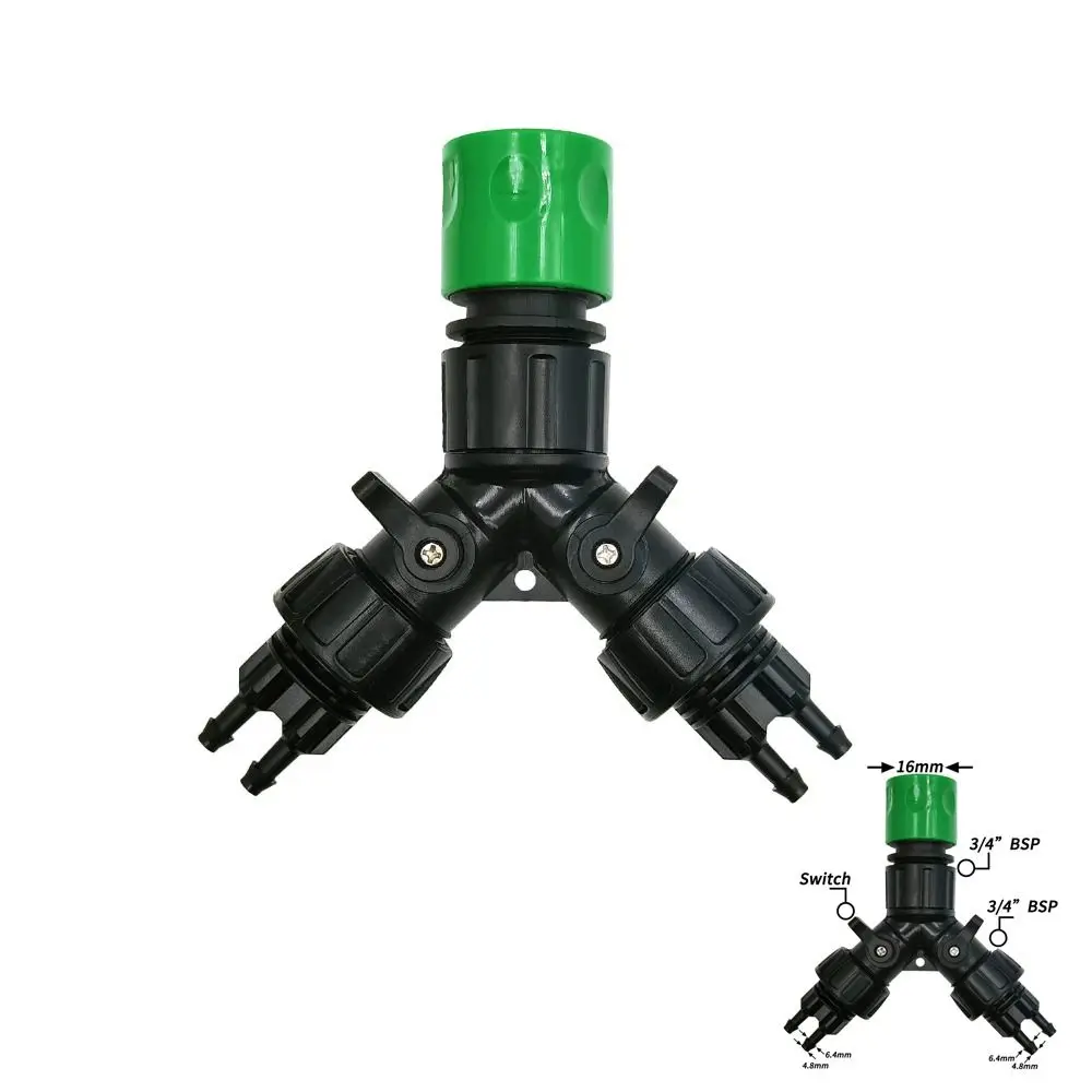 1/4'' Hose Drip Irrigation Tap Adapter Household Adjustable 4-Way Splitter for Garden Plant Greenhouse Irrigation System