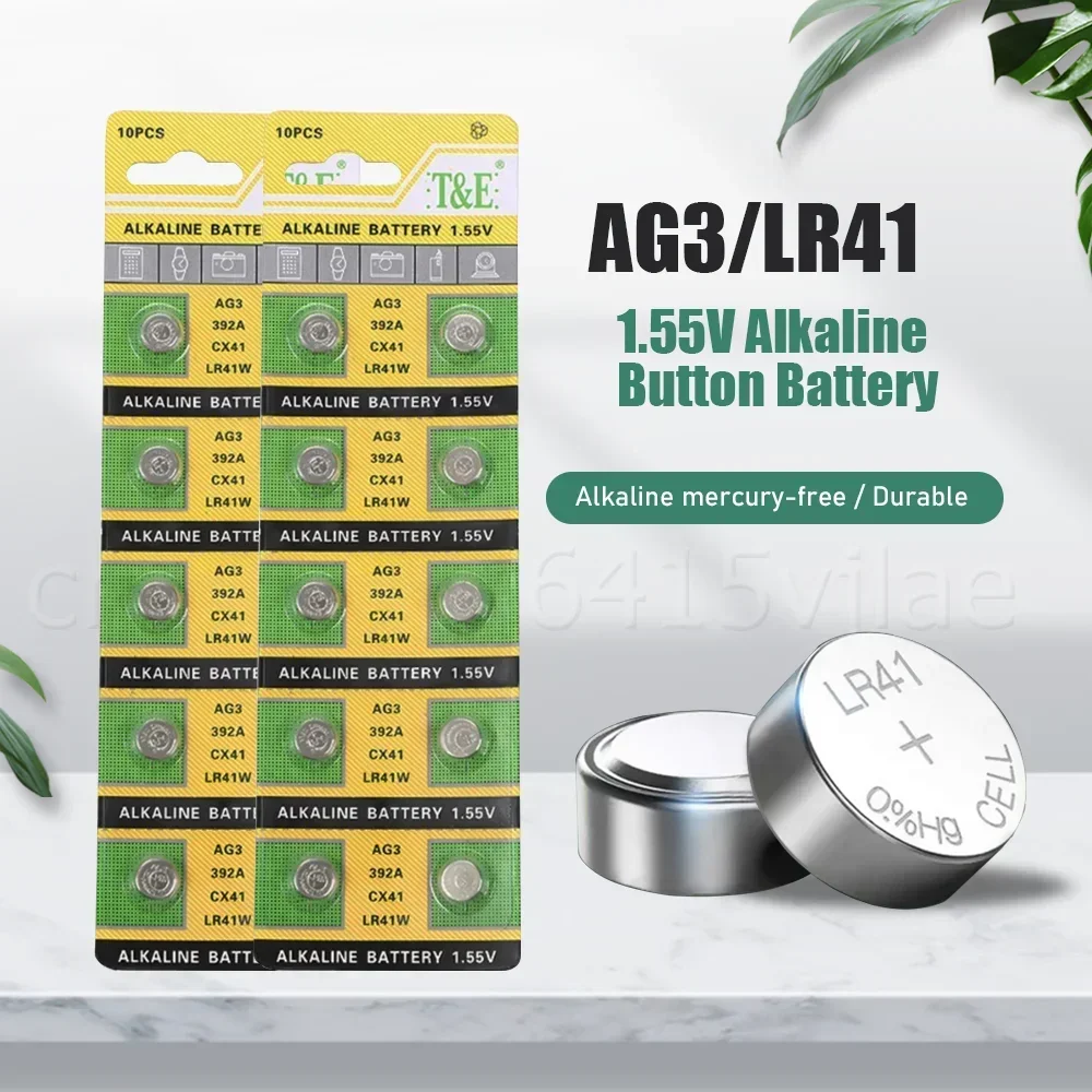 10PCS AG3 LR41 392 192 384 SR41SW CX41 1.55V Alkaline Battery For Watch Toy Clock Calculator Remote LED Lamp Button Batteries