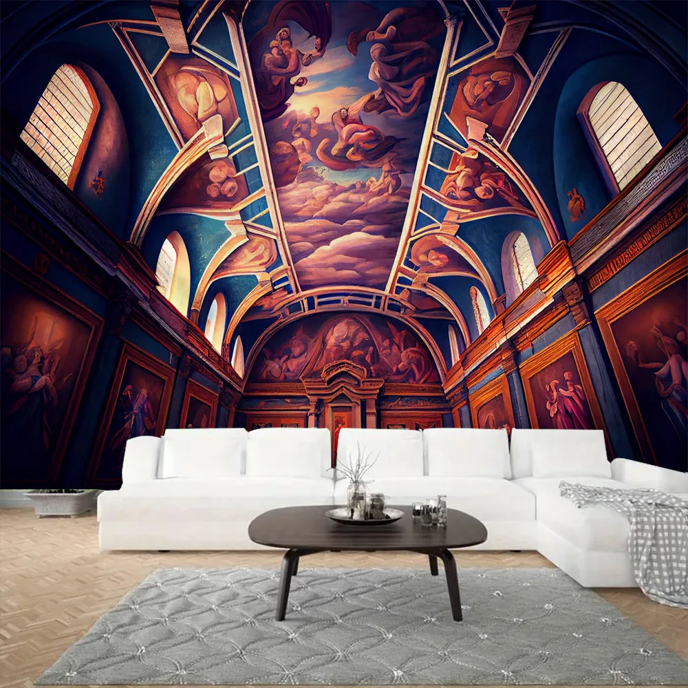 

Vintage Church Mural Tapestry Wall Hanging Living Room Background Poster Home Dormitory Studio Decoration Fabric Mural