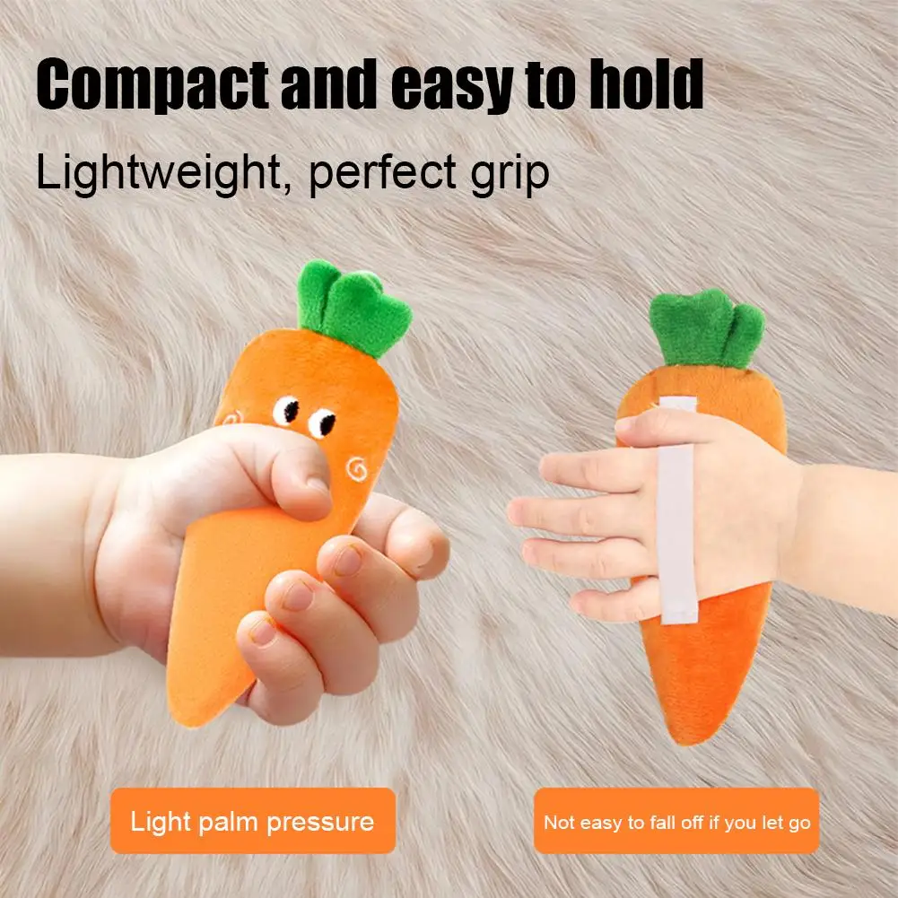Cute Stuffed Carrot Hand Grip Toy for Toddlers Developmental Sleep Soother Fruit Plush Food Figure Baby Soft Plushie Grasping To
