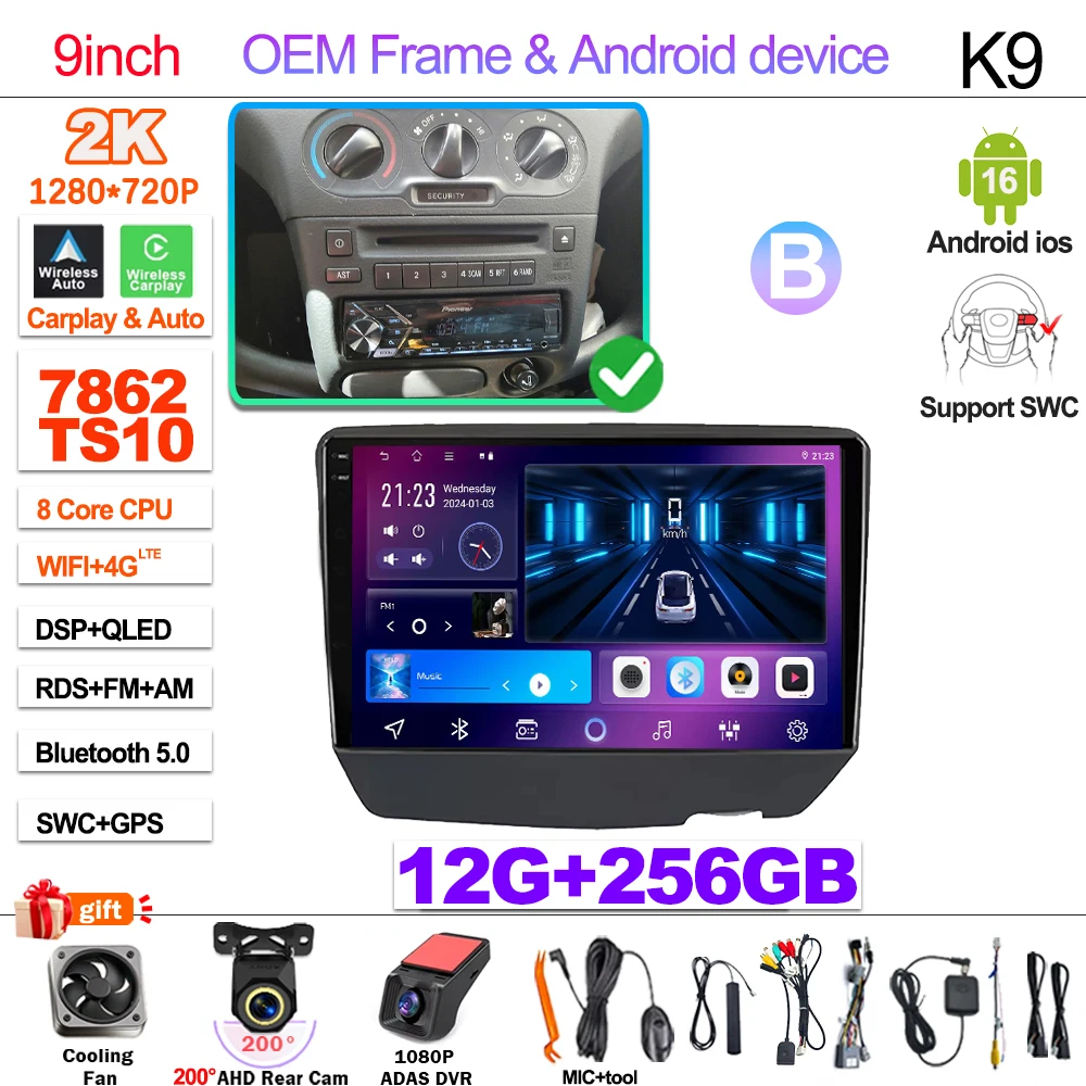 7“ 9” Android 16 Autoradio Voor Toyota Vitz XP10 Yaris Platz Echo 1999 2000 2001-2005 Multimedia Video Player Carplay GPS RDS
