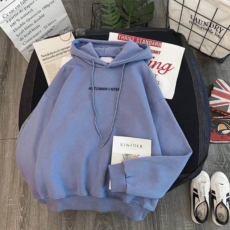 2024 Spring New Plush Thickened Hoodies Women Pullover Versatile Korean Long Sleeved Sweatshirts Women Hoodies Winter Y2k
