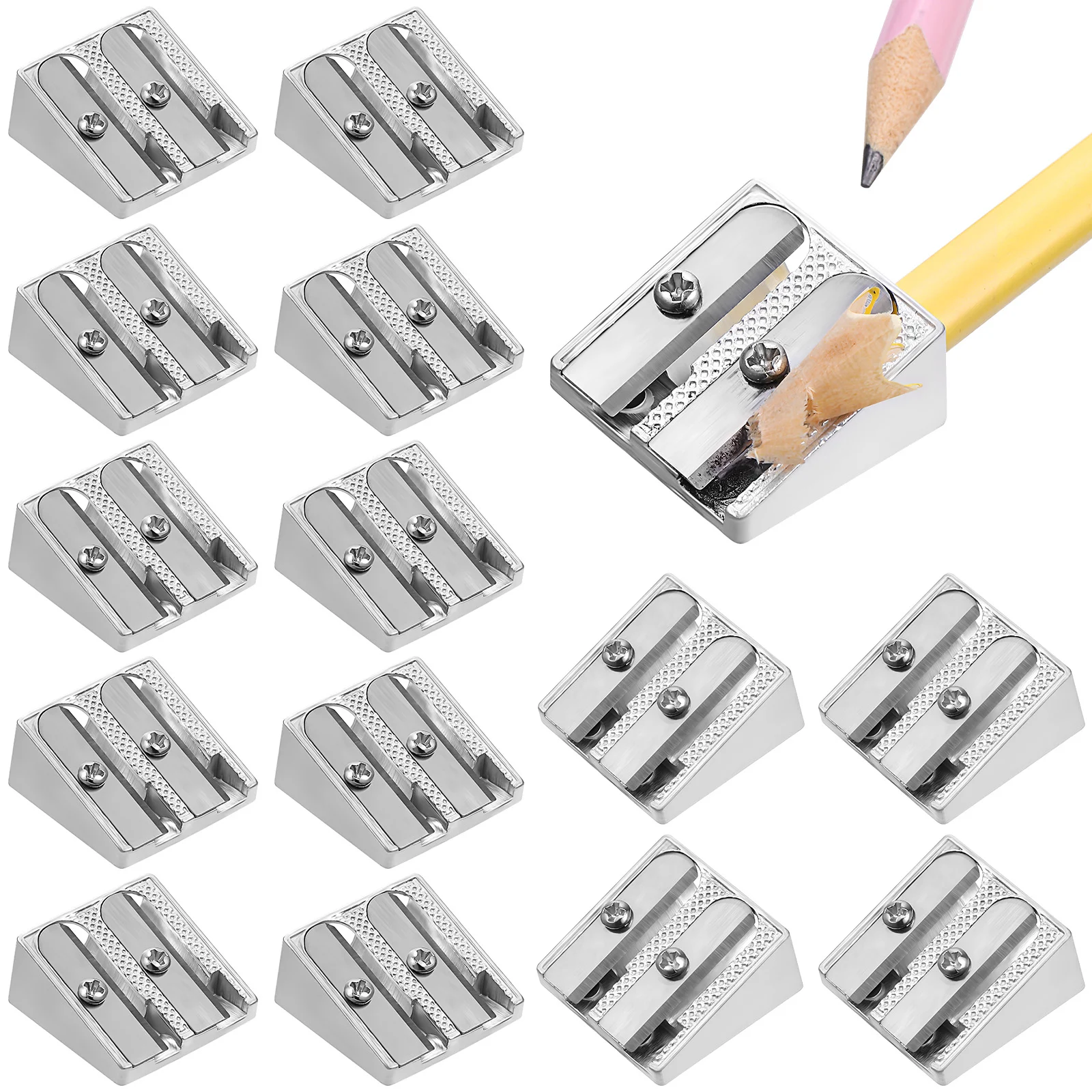 16 Pcs Aluminum Alloy Pencil Sharpener for Eyeliner Artist Sharpeners Pocket Crayon Office Supply Child Handheld Sharper