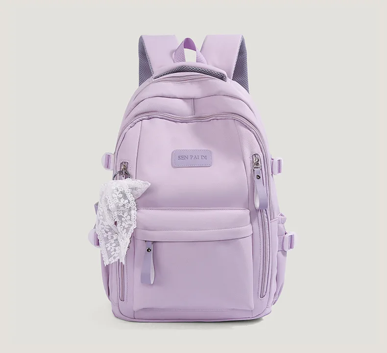 New Female High Capacity Waterproof College Backpack With Lace Pendant Trendy Women Laptop School Bags Cute Girl Travel Book Bag