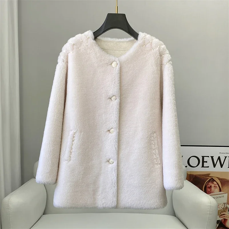 Women Winter  Wool Fur Coat Jacket Female Girl Sheep Shearing Coats Lady Over Size Parka Trench CT269