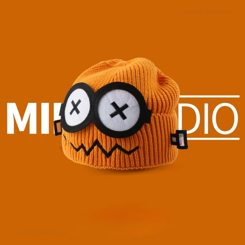 Xiaomi ใหม่น่ารัก Quirky Malfunctioning หุ่นยนต์หมวกขนสัตว์เด็กฤดูใบไม้ร่วงและฤดูหนาว Windproof WARM สีดําถักหมวกบุคลิกภาพ