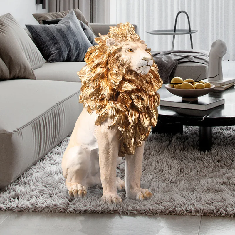 New Light Luxury Creative Lion Living Room Floor Ornament Next To Large Sofa Home Accessories Office