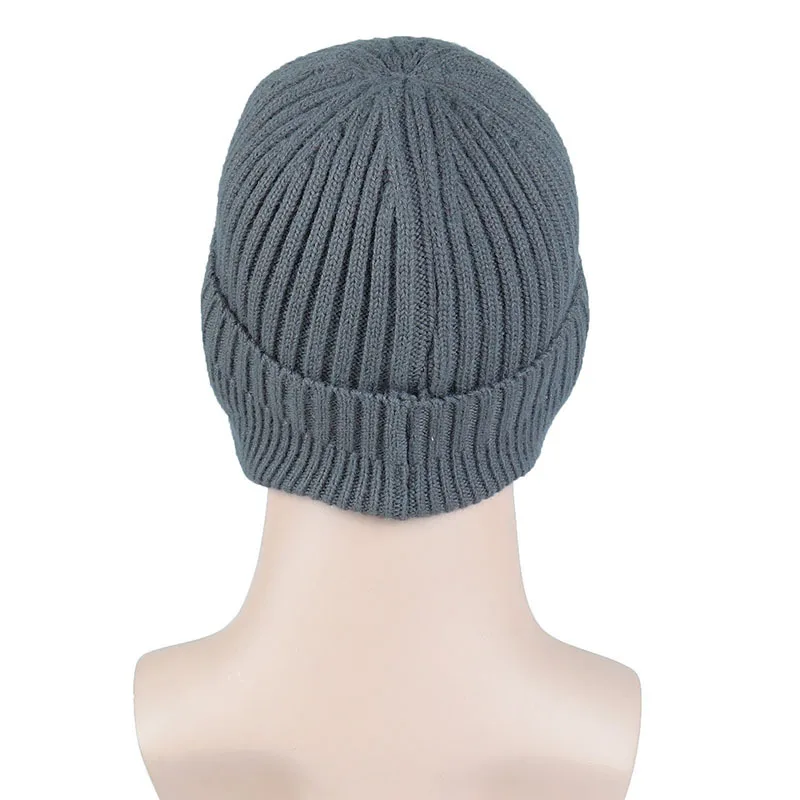 Gorro cálido grueso de invierno para hombre y mujer, protección para los oídos, gorro de punto de terciopelo, gorro cálido a prueba de viento para