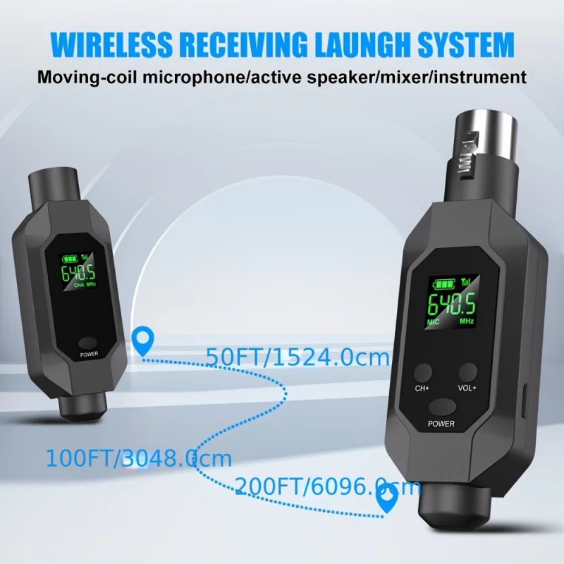 

2.4GWireless Microphone Transmitter Receiver Plug-inXLRMicrophone Dynamic Microphone Wireless System ，2.4GHz Long-distance trans