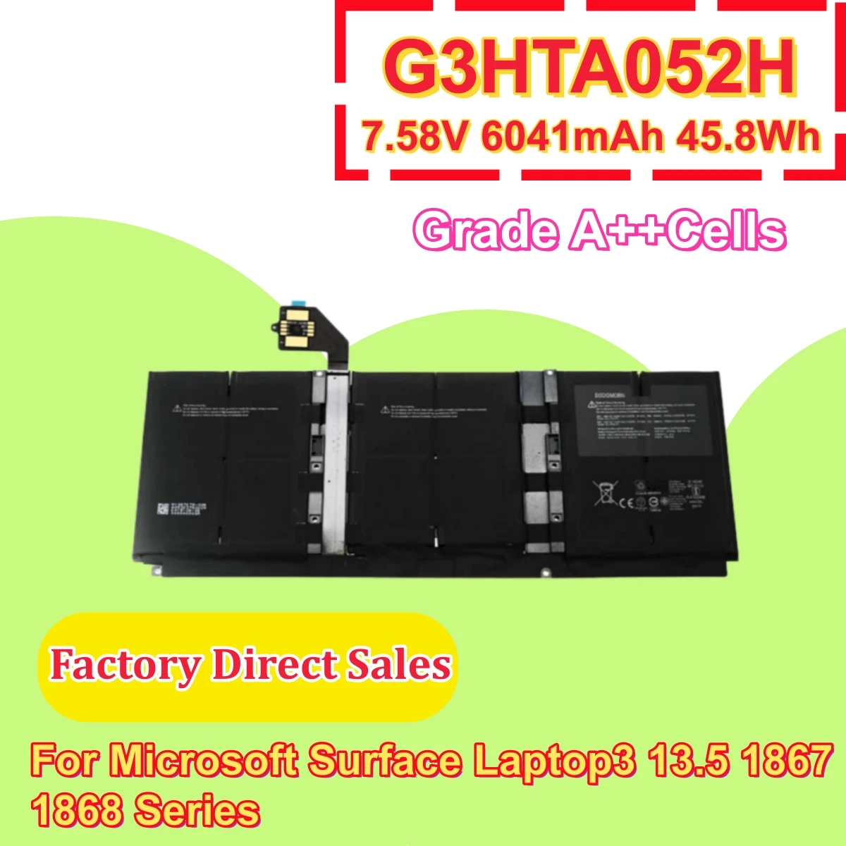Factory Direct G3HTA052H DYNT02 Laptop Battery For Surface Laptop3 1867 1868 Surface Laptop4 1950 1951 1958 1959