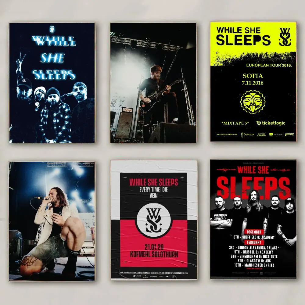 band W-While She Sleeps-S Poster Modern Wall Decal for Living Room Cafe Office Bar and Bedroom