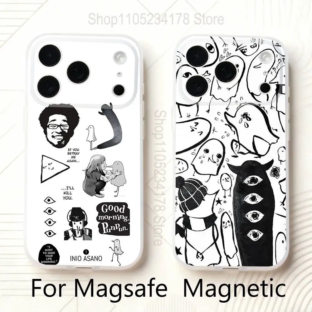 

Goodnight Oyasumi Punpun Frosted Clear Magnetic Phone Case for iPhone 17,16,15,14,13,12,11 Pro,Max,Plus,Mini,Air,E