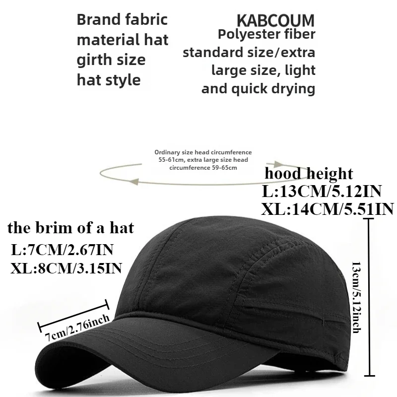 Große Größe XL 65CM Leichte Dünne Schnelltrocknende Baseballkappen Herren Einfarbige Vintage Unisex Sportmütze Verstellbare Trucker-Kappe Snapback-Hüte – Detail 5